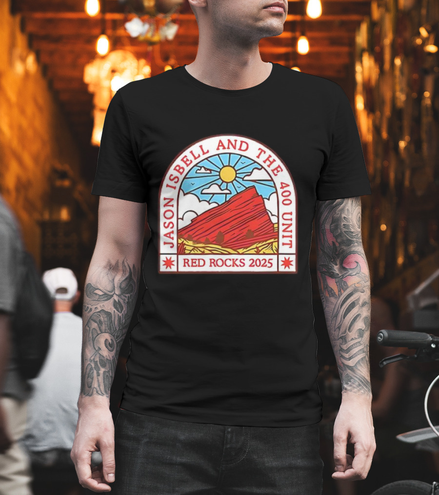 Jason Isbell And The 400 Unit Red Rocks 2025 Sun And Mountains T-Shirt