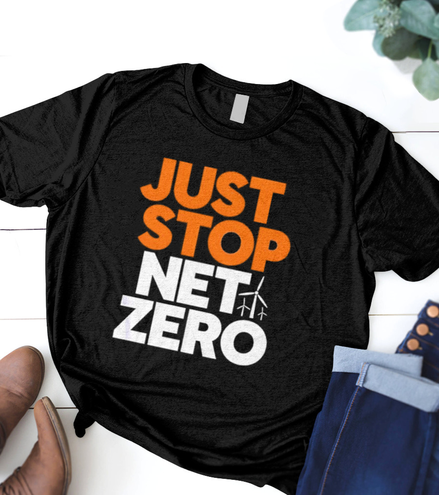 Just Stop Net Zero Wind Turbine Icon T-Shirt