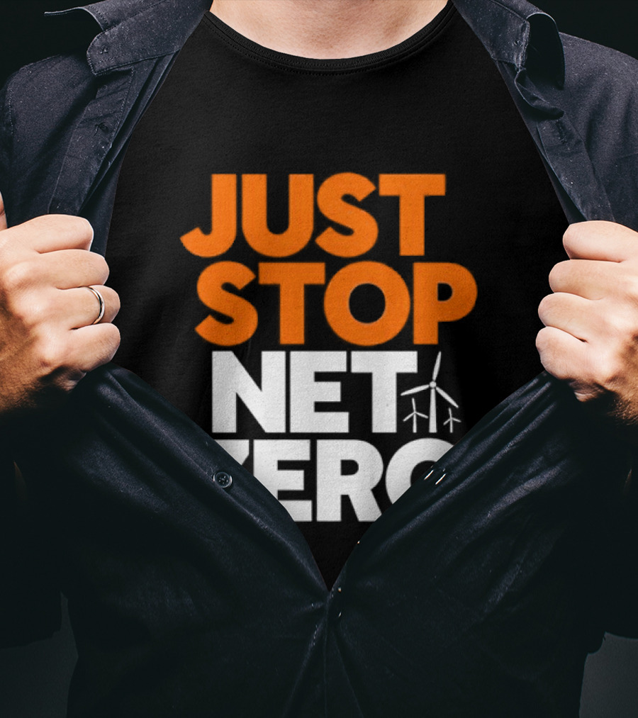 Just Stop Net Zero Wind Turbine Icon T-Shirt
