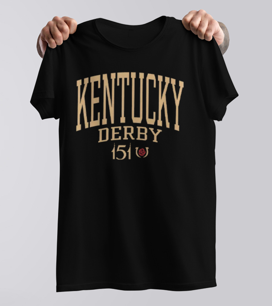 Kentucky Derby 151 Event Typography With Horseshoe Icon T-Shirt