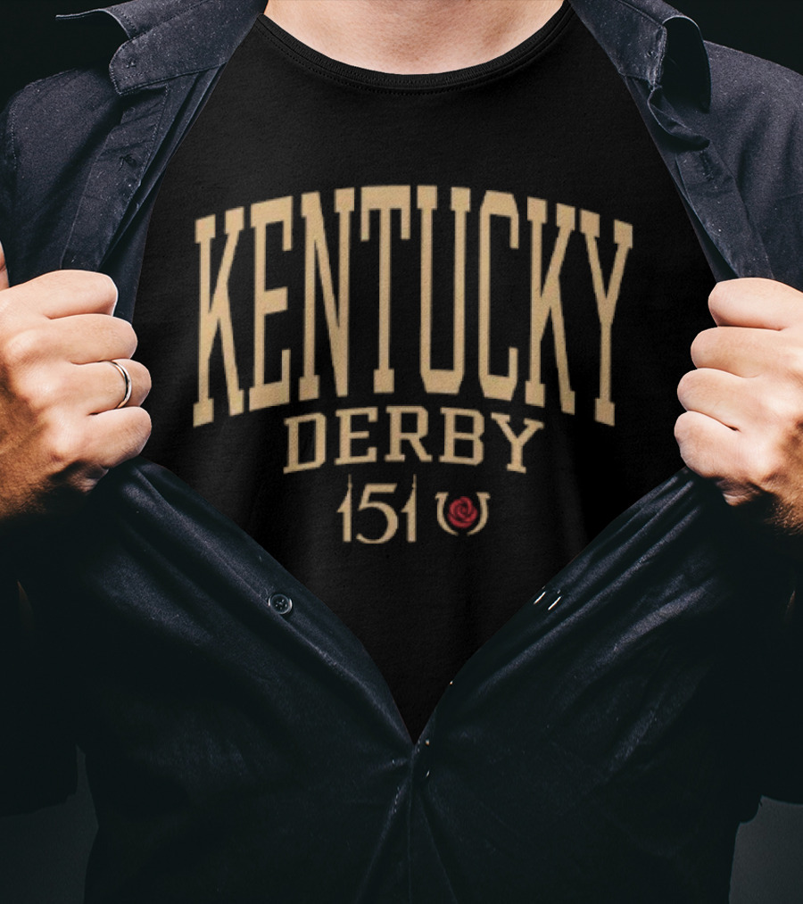 Kentucky Derby 151 Event Typography With Horseshoe Icon T-Shirt