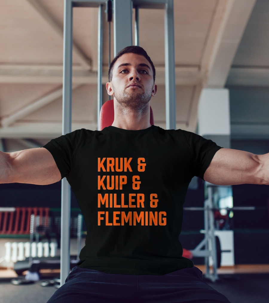Kruk Kuip Miller Flemming Baseball Broadcasters Orange Text T-Shirt