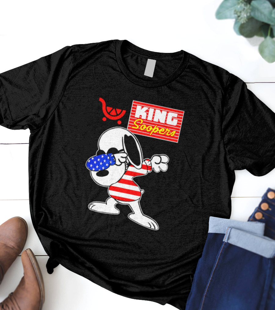 King Soopers Snoopy Dabbing USA Flag Style T-Shirt