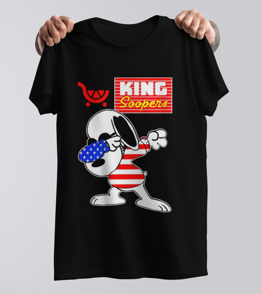 King Soopers Snoopy Dabbing USA Flag Style T-Shirt