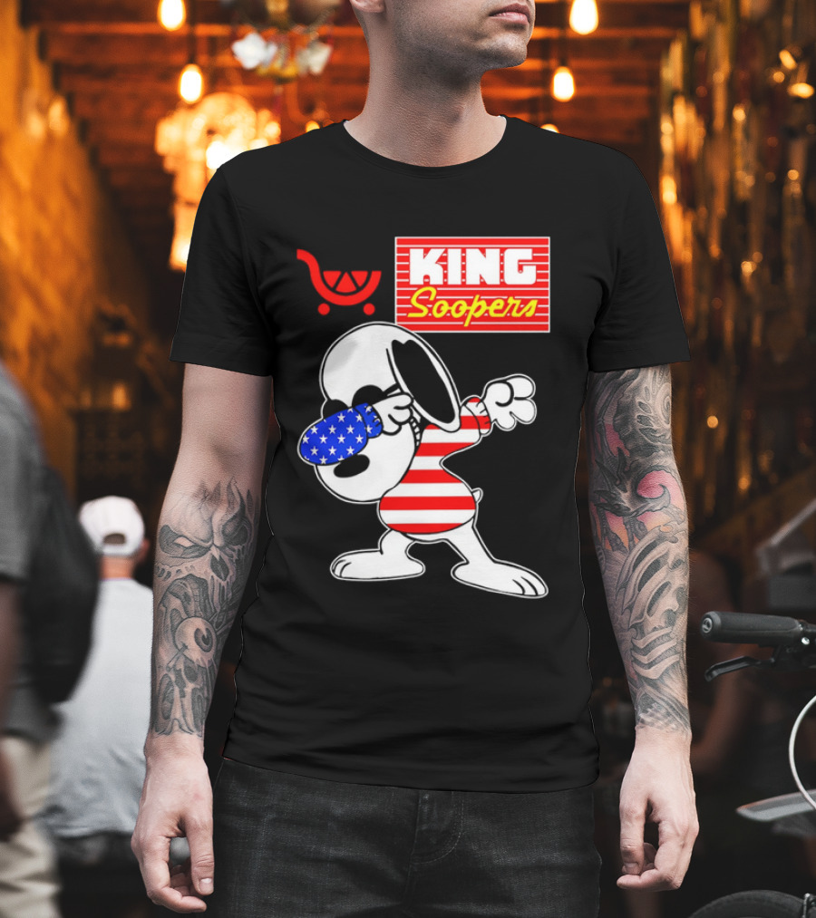 King Soopers Snoopy Dabbing USA Flag Style T-Shirt
