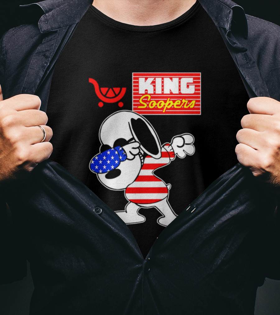 King Soopers Snoopy Dabbing USA Flag Style T-Shirt