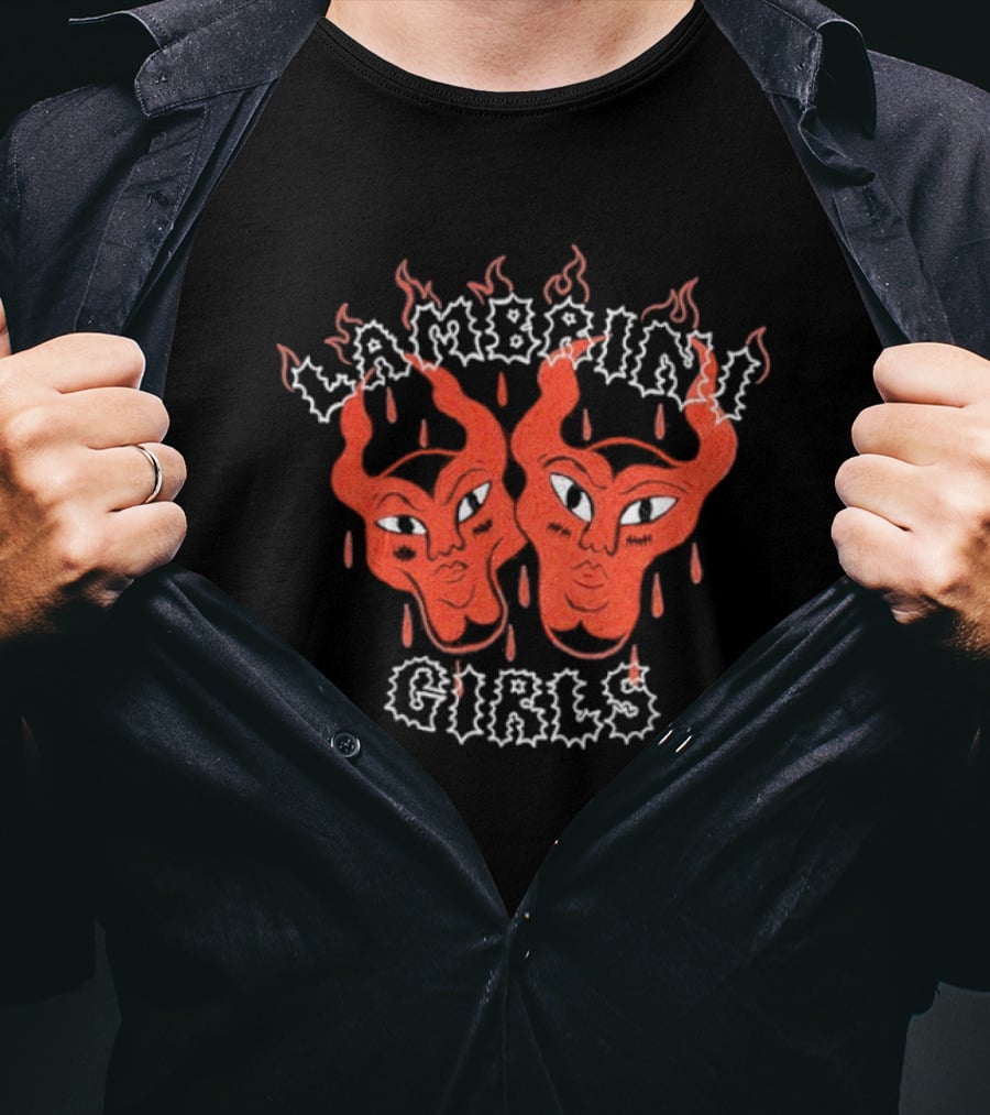 Lambrini Girls Devil Horned Masks Fiery Aesthetic T-Shirt