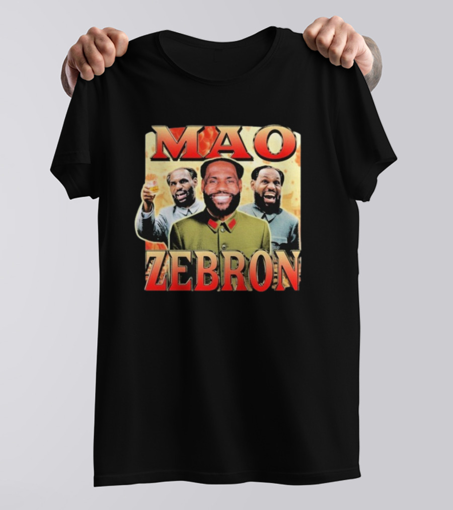 Mao Zebron Lebron James Fusion In Vintage Propaganda Style T-Shirt