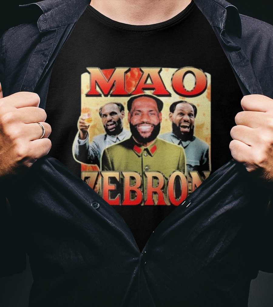 Mao Zebron Lebron James Fusion In Vintage Propaganda Style T-Shirt