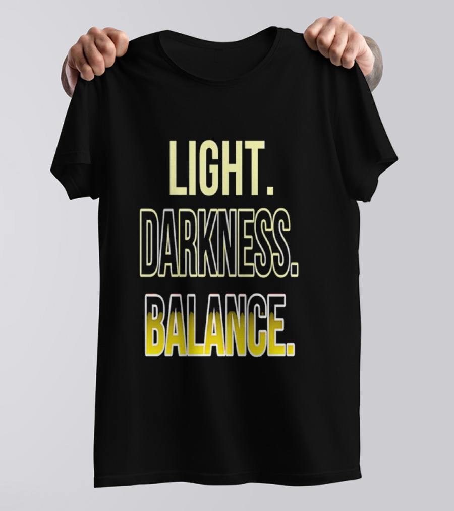 Light Darkness Balance Text In Yellow And Black Typography T-Shirt