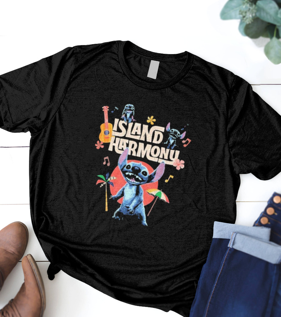 Lilo And Stitch Island Harmony Music Celebration With Cute Stitch And Ukulele T-Shirt