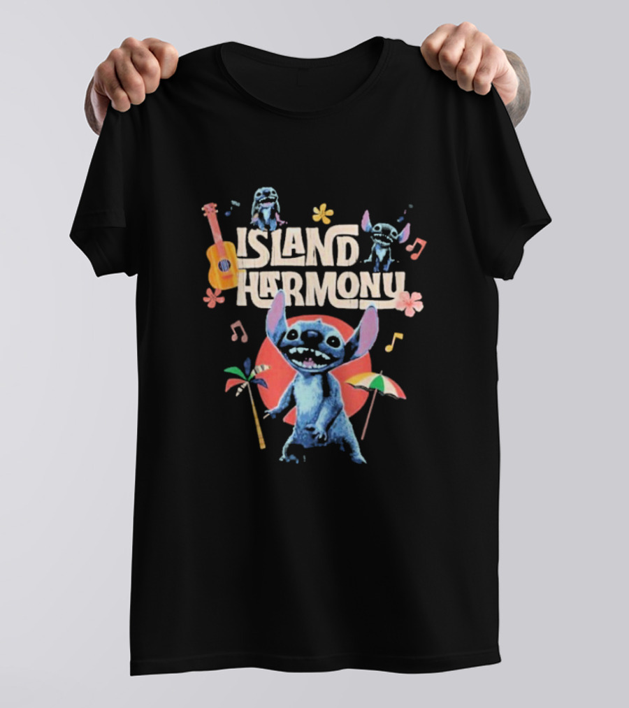 Lilo And Stitch Island Harmony Music Celebration With Cute Stitch And Ukulele T-Shirt