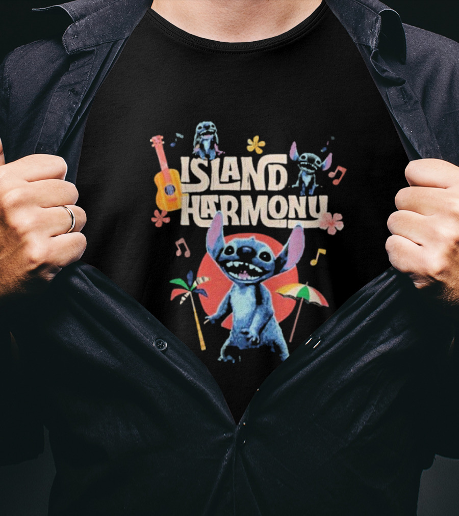 Lilo And Stitch Island Harmony Music Celebration With Cute Stitch And Ukulele T-Shirt