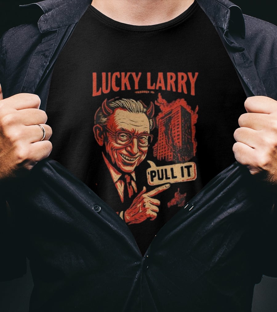 Lucky Larry Pull It Devil Horns Skyscraper T-Shirt