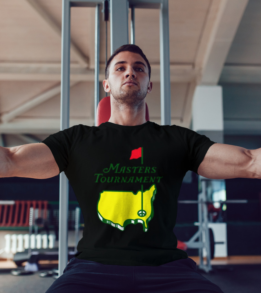 Masters Tournament Yellow Map With Red Flag T-Shirt