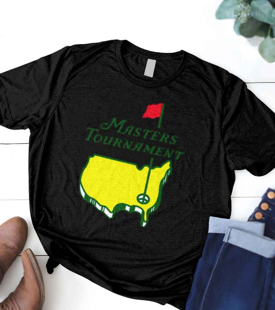 Masters Tournament Yellow Map With Red Flag T-Shirt