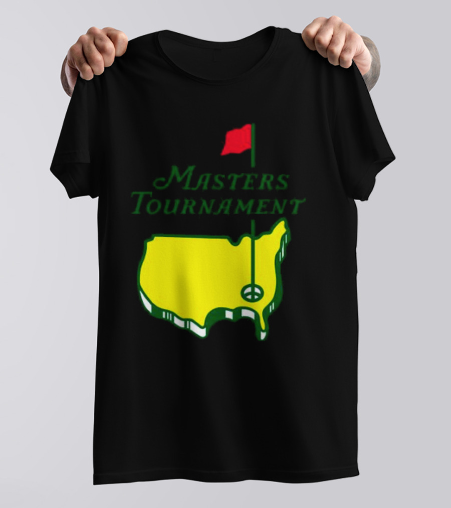 Masters Tournament Yellow Map With Red Flag T-Shirt
