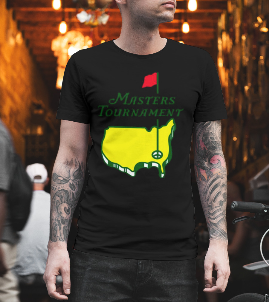 Masters Tournament Yellow Map With Red Flag T-Shirt