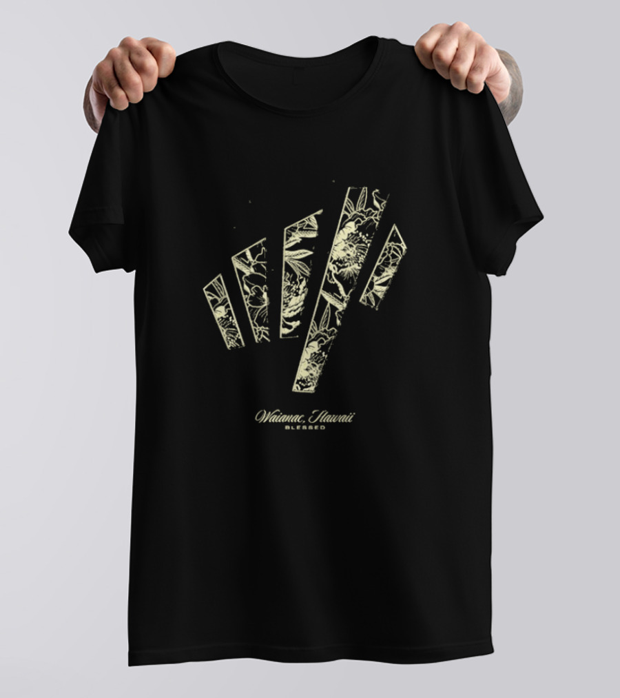 Waianae Hawaii Blessed Max Holloway Undeniable Floral Stripes T-Shirt