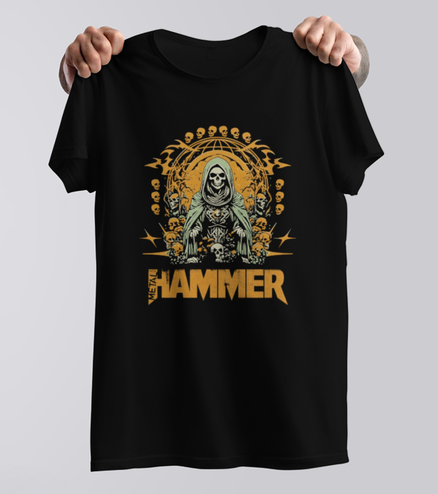 Metal Hammer Skull Wreath Grim Reaper T-Shirt