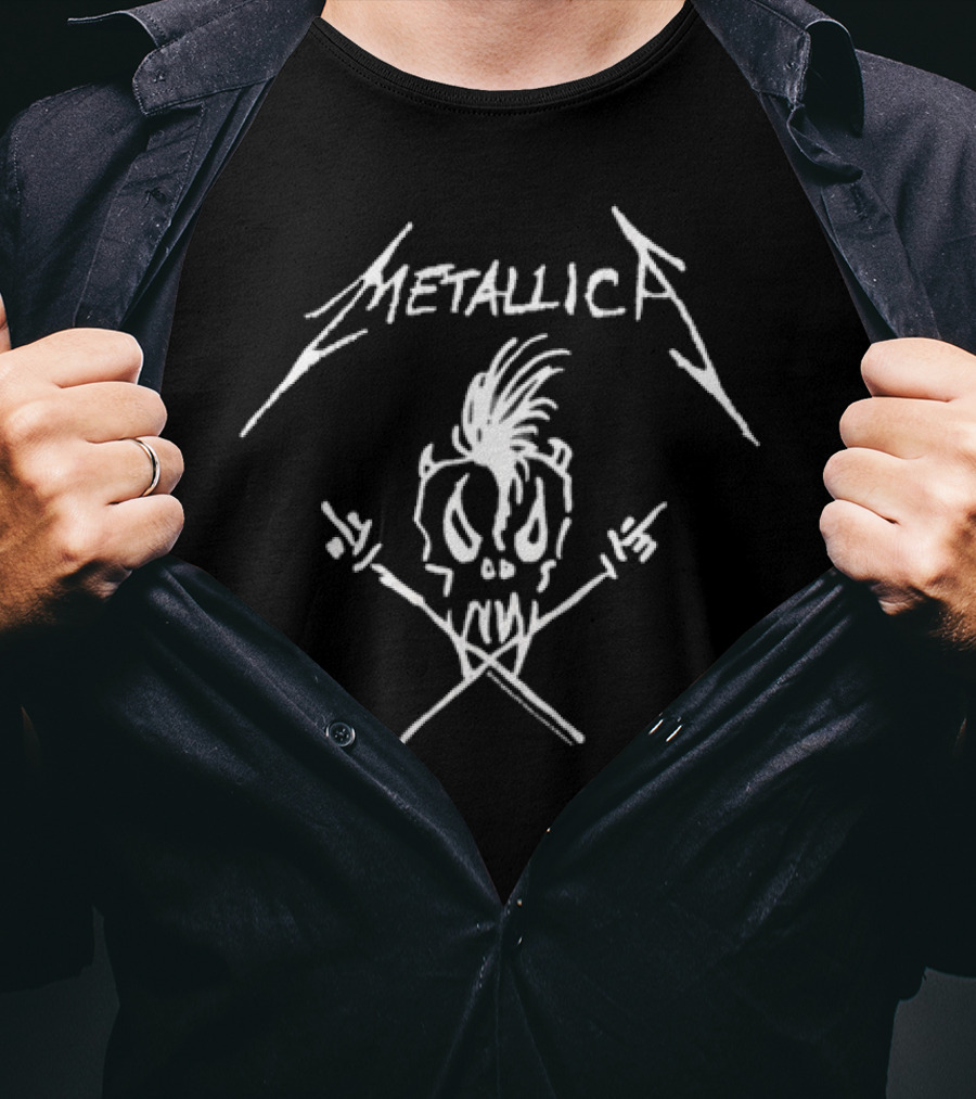 Metallica Rare Skull Crossbones Punk Style T-Shirt