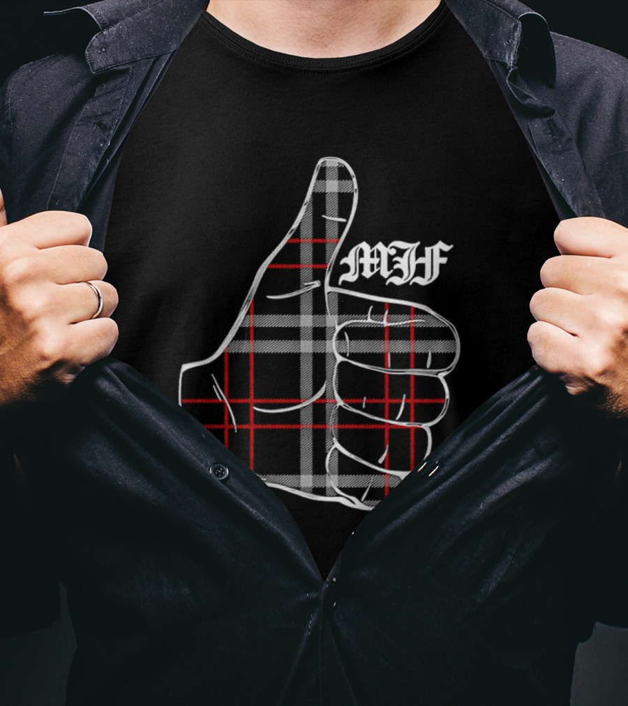 "MJF Thumbs Up Plaid Pattern" T-Shirt