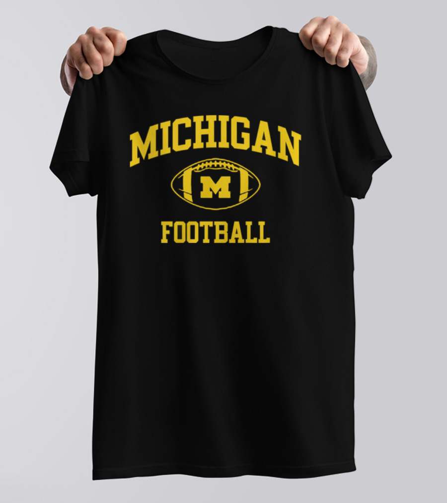 Michigan Wolverines Football Navy Classic Arched M Wordmark T-Shirt