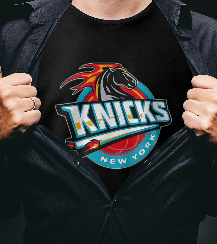 New York Knicks 2025 Horse Emblem With Blue And Red Accents T-Shirt