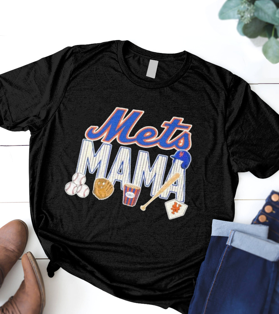 Mets Mama Mother’s Day Peanuts MLB Baseball Glove Bat Cap T-Shirt