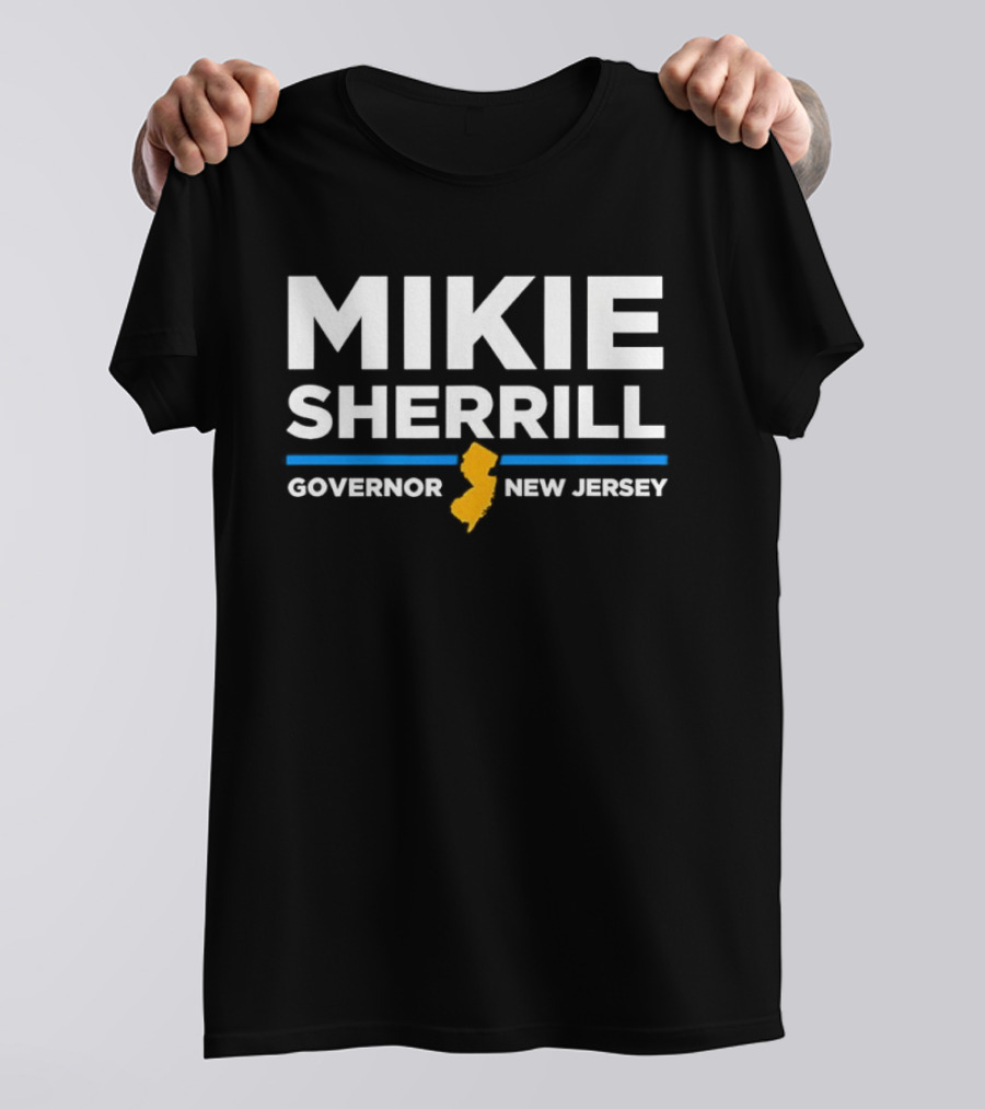 Mikie Sherrill Governor New Jersey With State Map Icon T-Shirt
