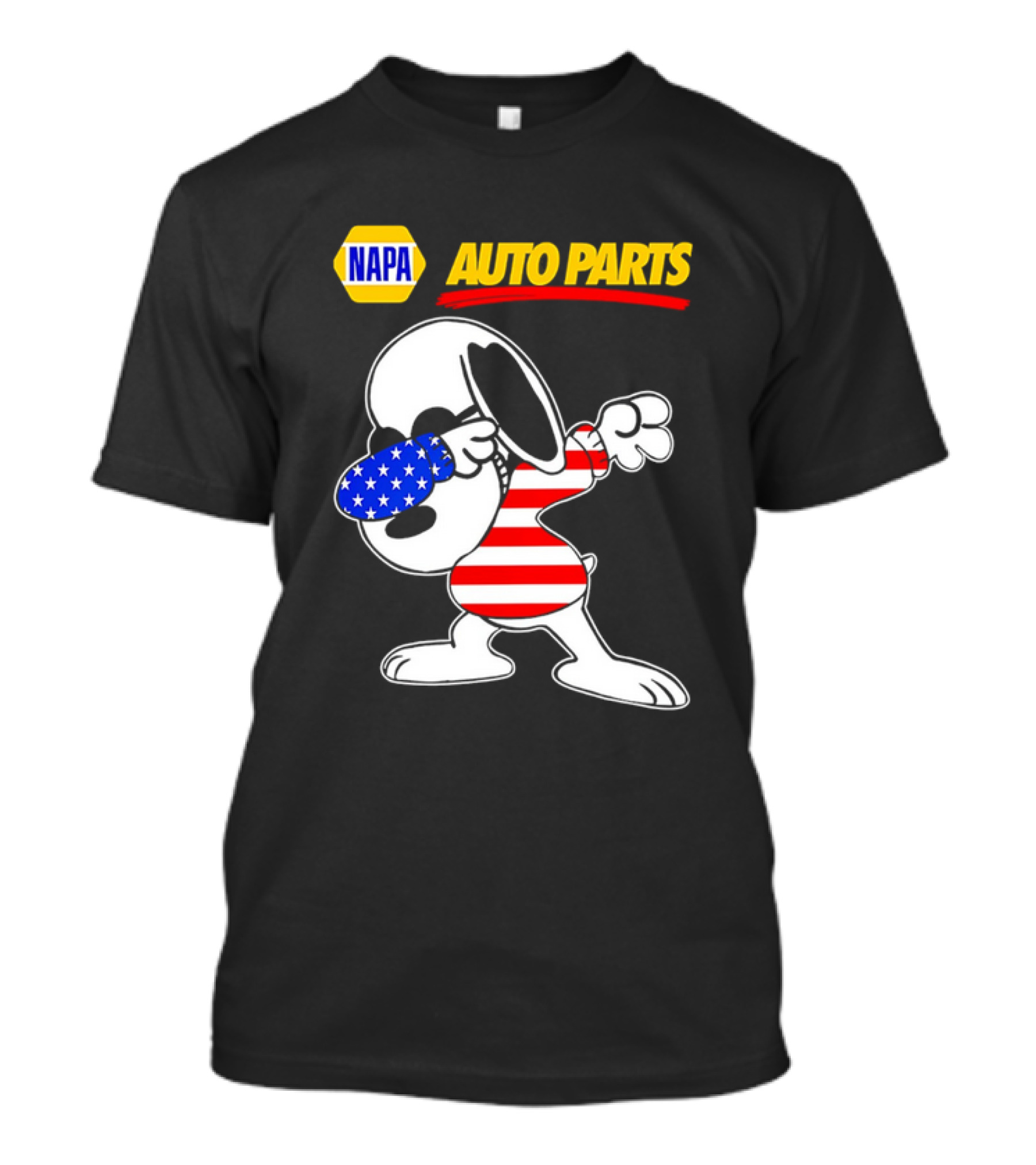NAPA Auto Parts Snoopy Dabbing USA Flag Character T-Shirt