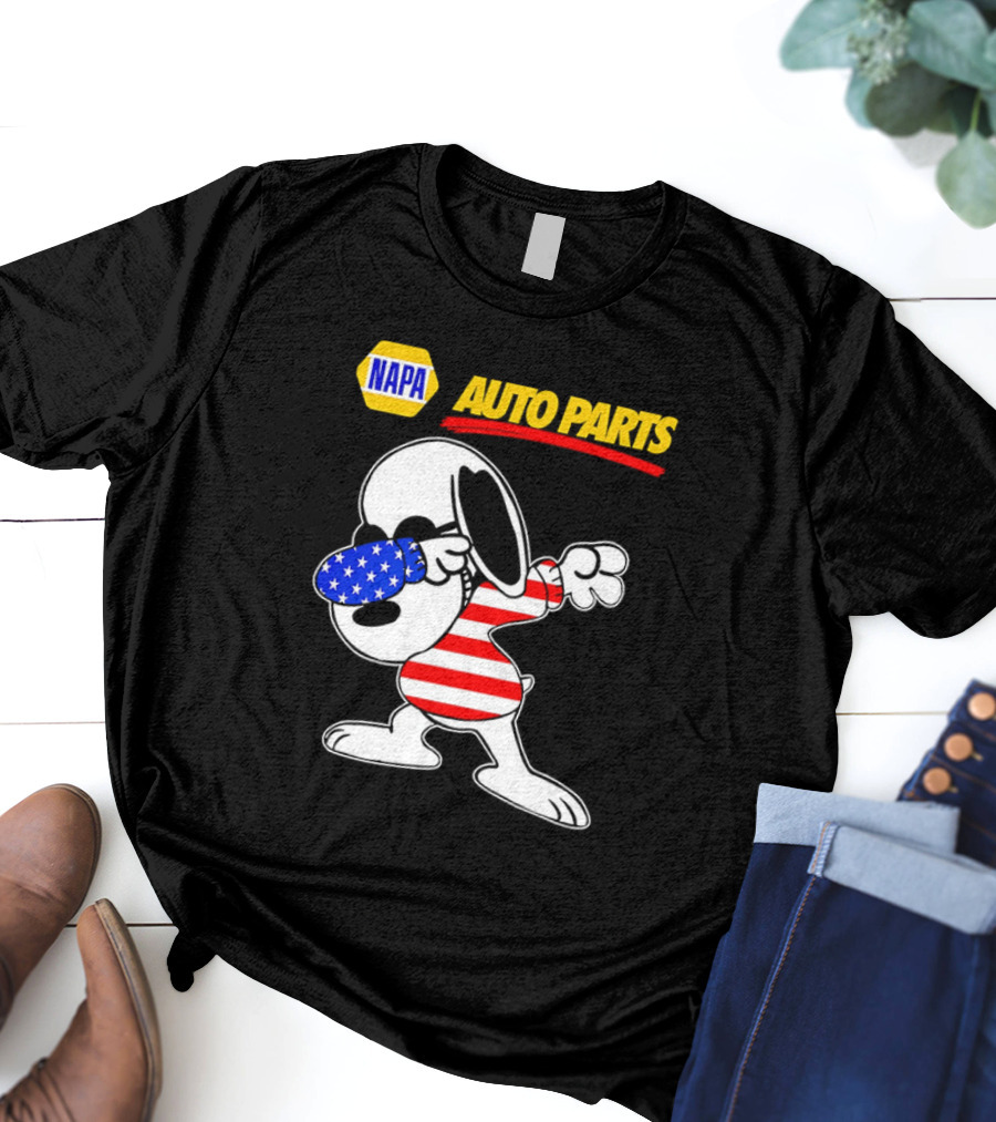 NAPA Auto Parts Snoopy Dabbing USA Flag Character T-Shirt