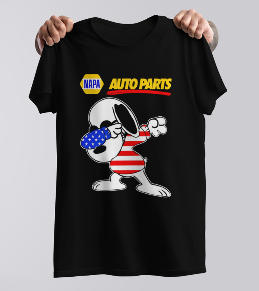 NAPA Auto Parts Snoopy Dabbing USA Flag Character T-Shirt