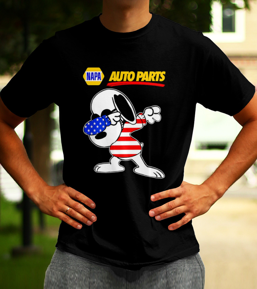NAPA Auto Parts Snoopy Dabbing USA Flag Character T-Shirt