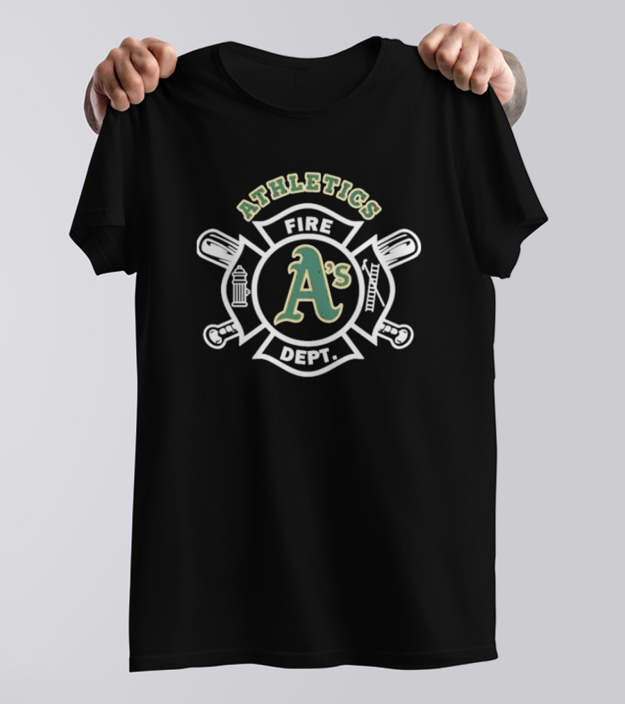 Oakland Athletics A's Fire Dept Firefighters Maltese Cross Design T-Shirt