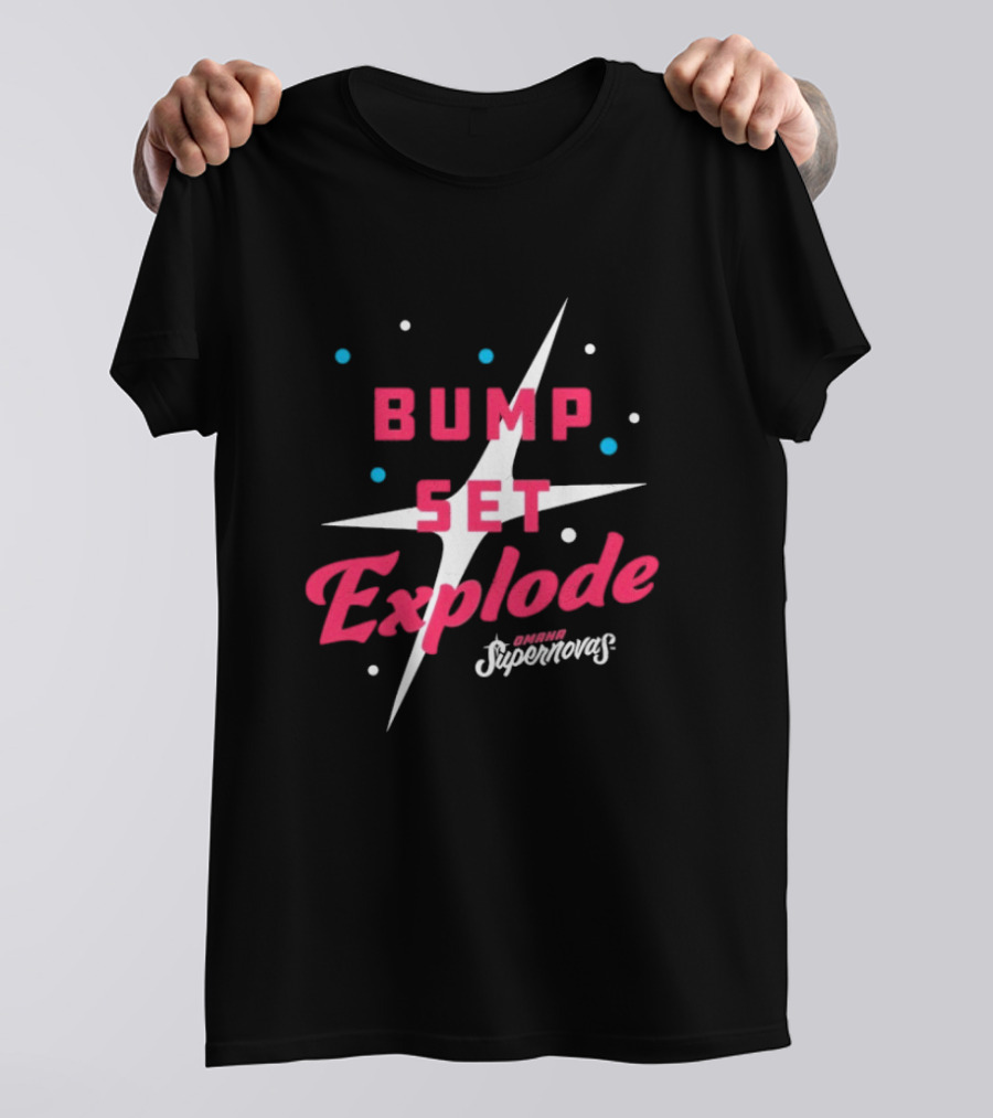 Omaha Supernovas Bump Set Explode Volleyball Starburst T-Shirt