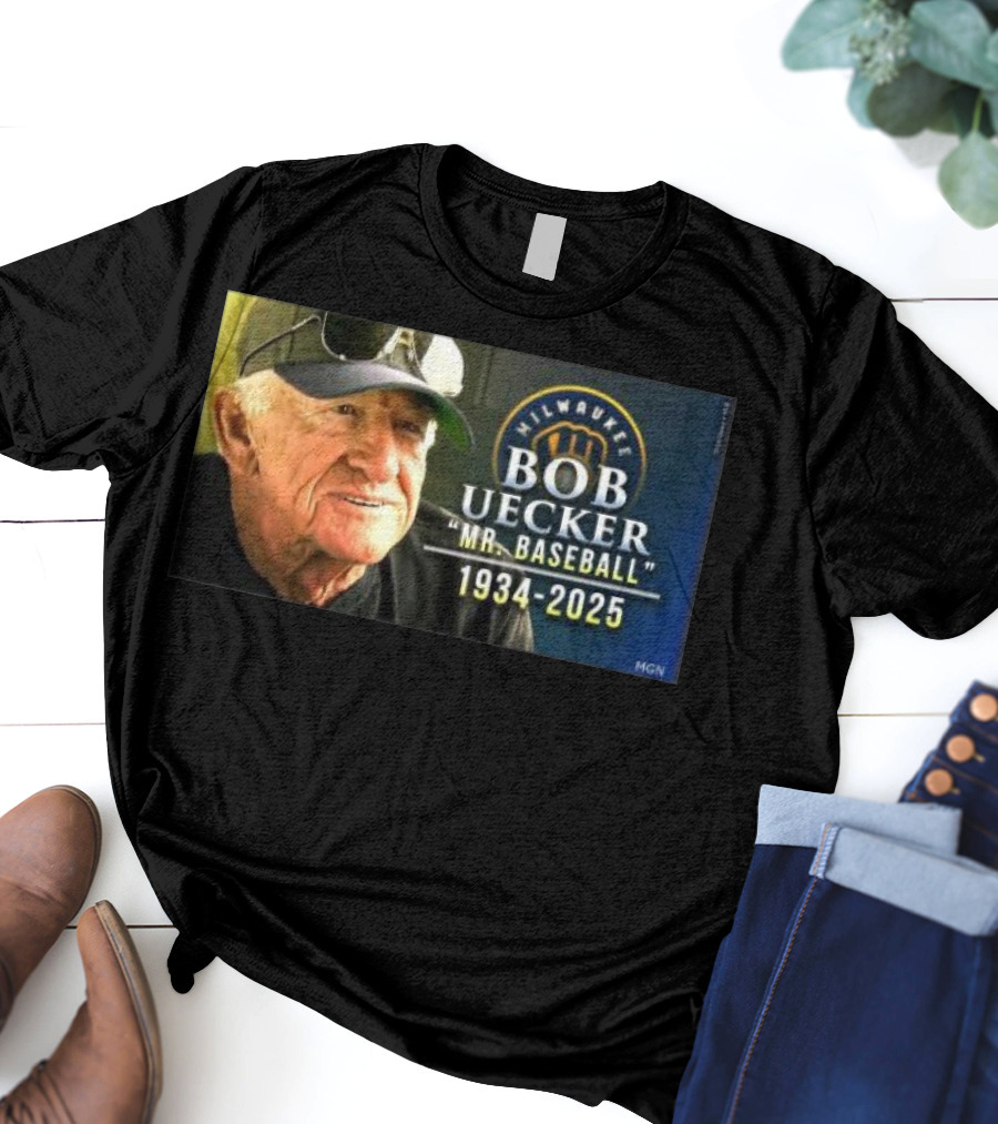 Milwaukee Brewers Bob Uecker Mr. Baseball 1934-2025 Tribute T-Shirt