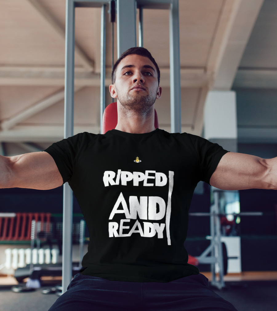Ripped And Ready Chicken Dumbbell Fitness Motivation T-Shirt