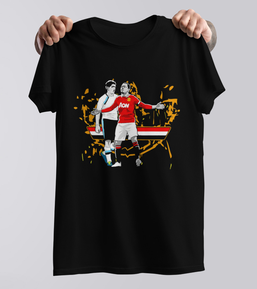 Patrice Evra Luis Suarez Caricature Cartoon AON Red And White Stripes T-Shirt
