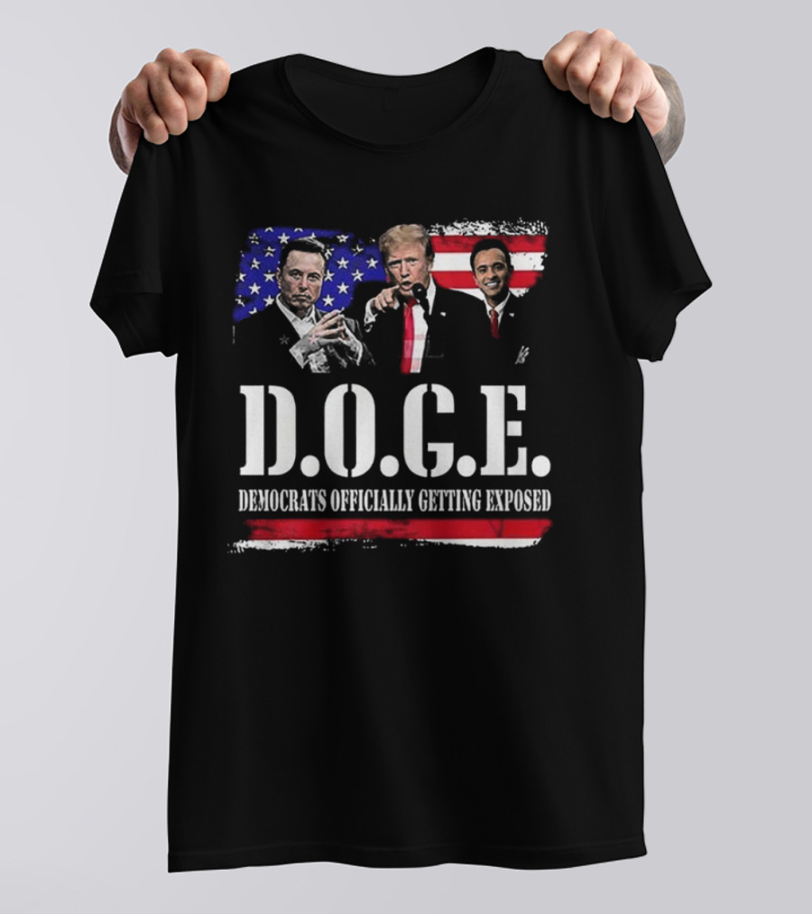 Patriot Pride Mens D.O.G.E Team Democrats Officially Getting Exposed USA Flag Icons T-Shirt