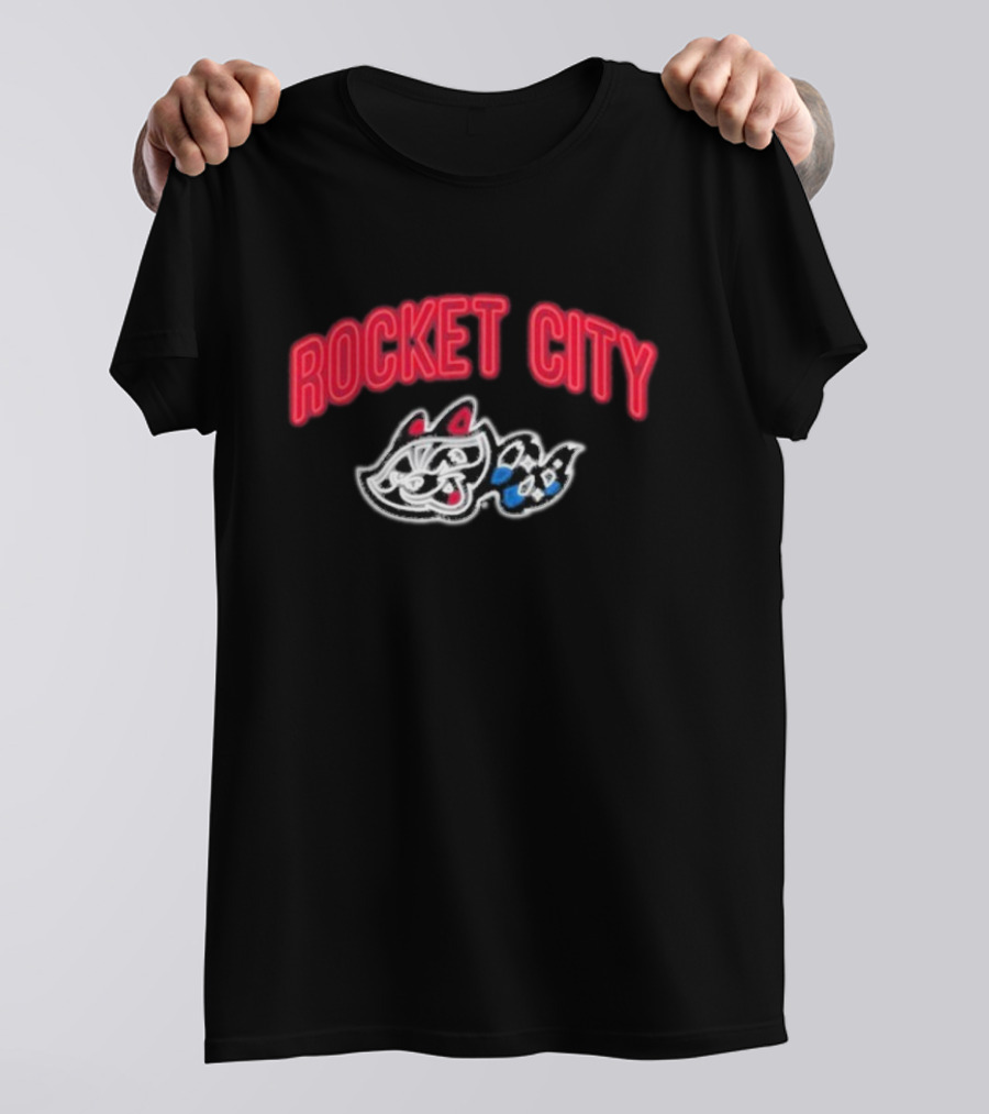 Rocket City Trash Pandas Neon Logo And Mascot T-Shirt