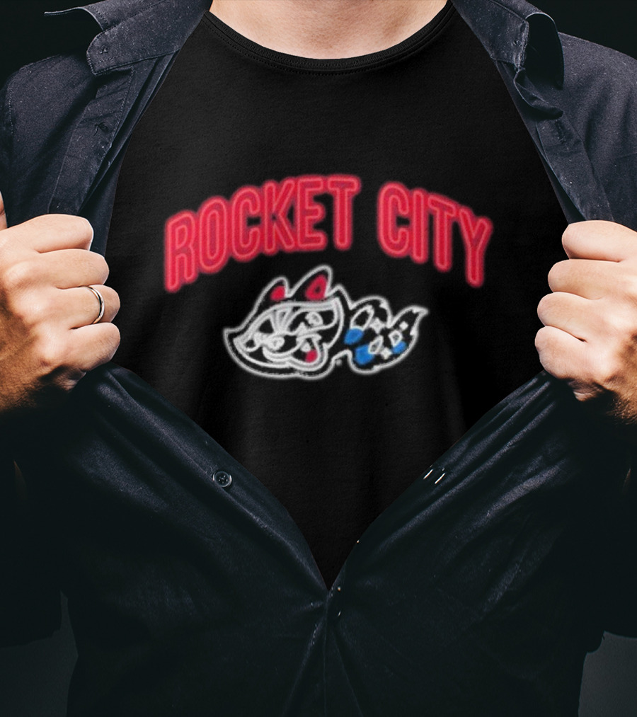 Rocket City Trash Pandas Neon Logo And Mascot T-Shirt