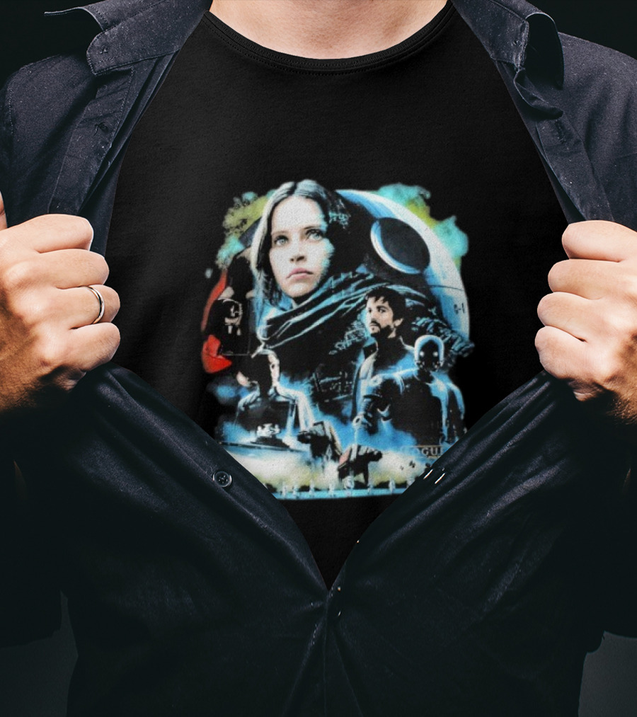 Rogue One A Star Wars Story Geeks Rule 15 Jyn Erso Cassian K-2SO Darth Vader Silkscreen T-Shirt