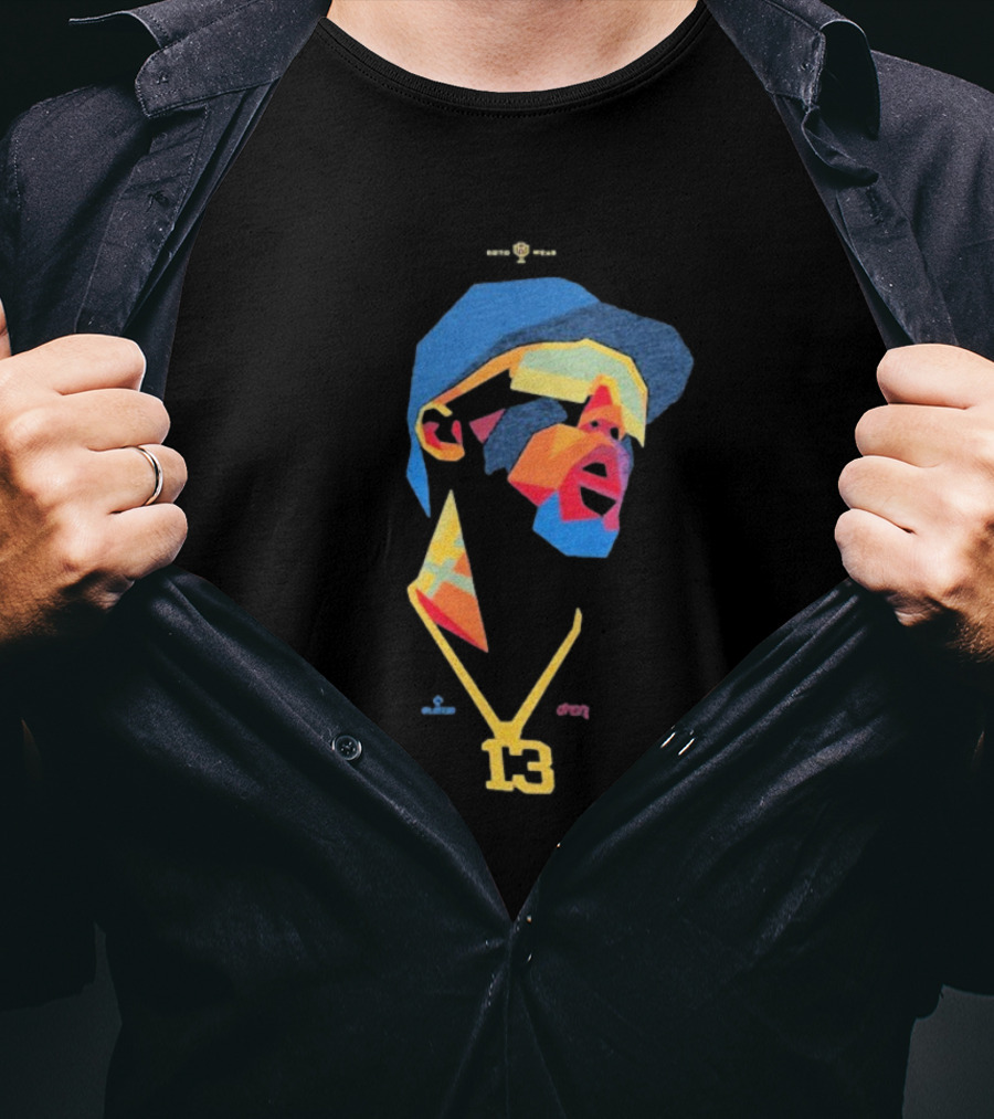 Ronald Acuna Jr 13 Abstract Geometric Style With Gold Chain And Colorful Hat T-Shirt