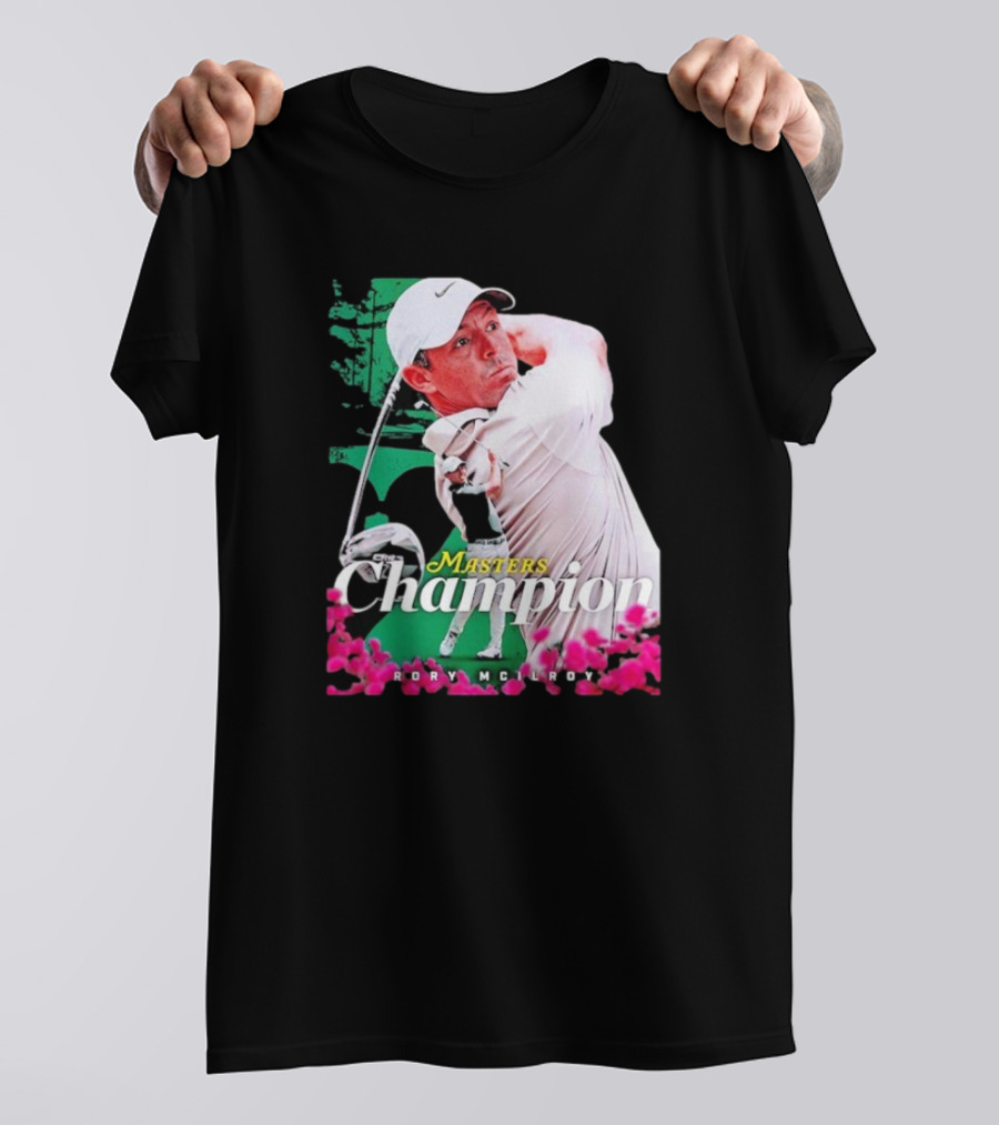 Masters Champion Rory McIlroy Golf Swing Portrait T-Shirt