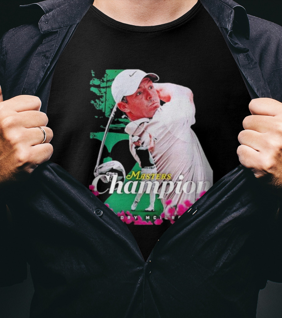 Masters Champion Rory McIlroy Golf Swing Portrait T-Shirt