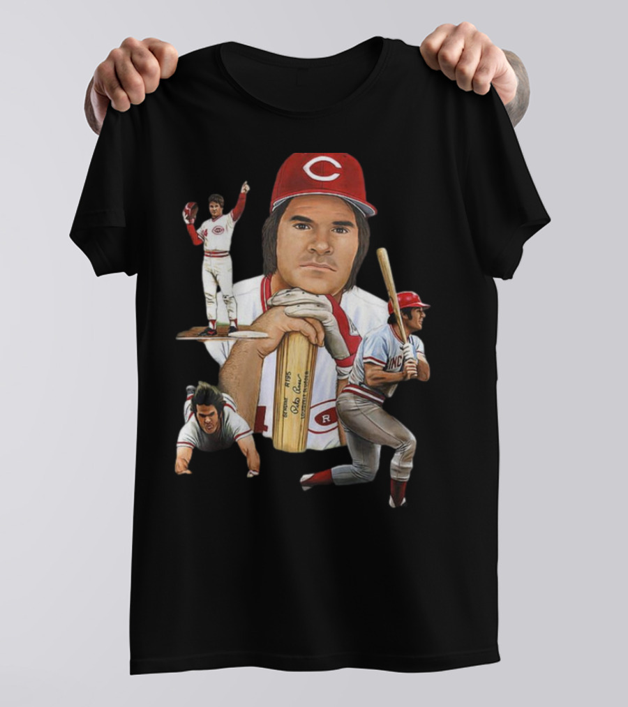 PETE ROSE Cincinnati Reds Baseball Legend 41 24 T-Shirt