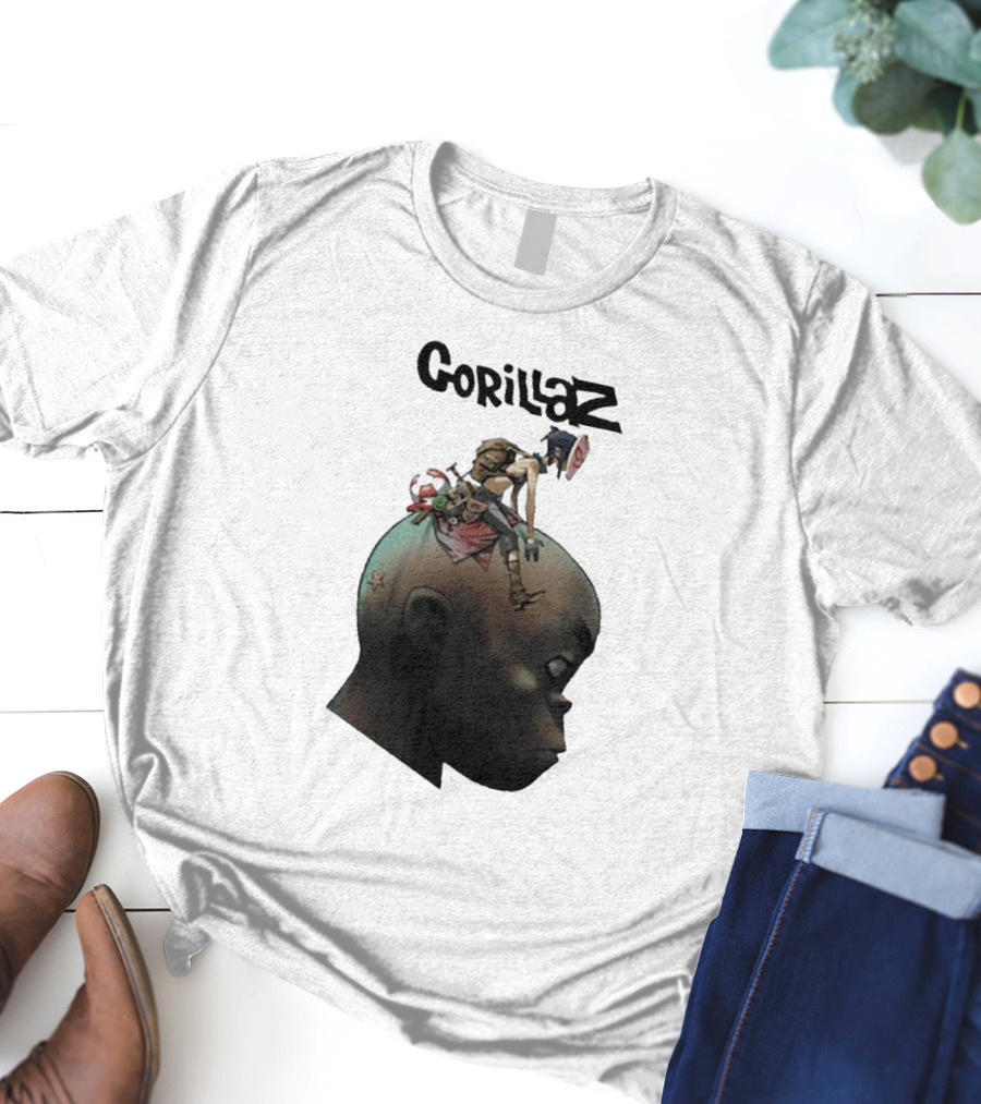 Gorillaz Character Sitting On Head Star Symbol T-Shirt