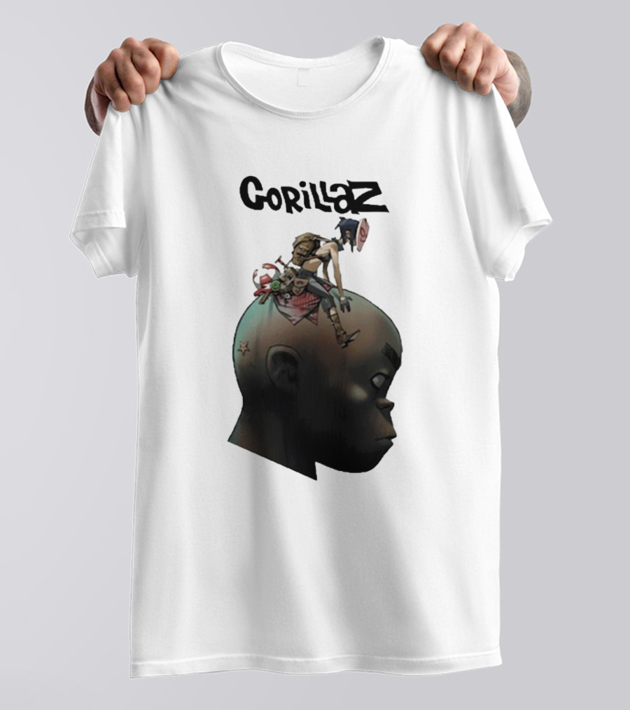 Gorillaz Character Sitting On Head Star Symbol T-Shirt