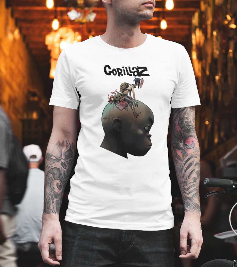 Gorillaz Character Sitting On Head Star Symbol T-Shirt
